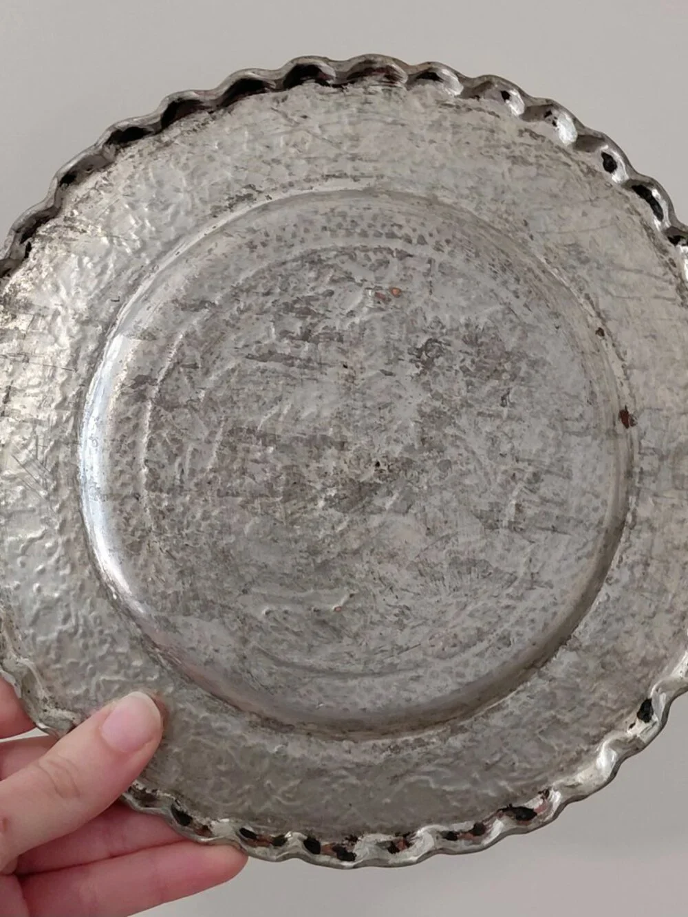 Vintage Persian Ghalamzani Plate with Cranes